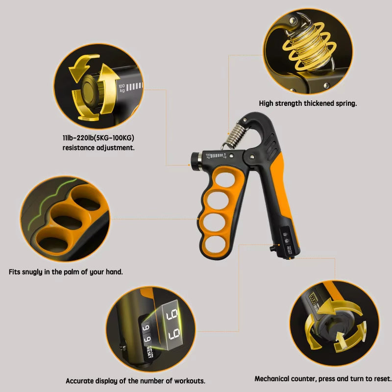 Adjustable Hand Grip Strengthener | 5-100kg Wrist & Forearm Trainer