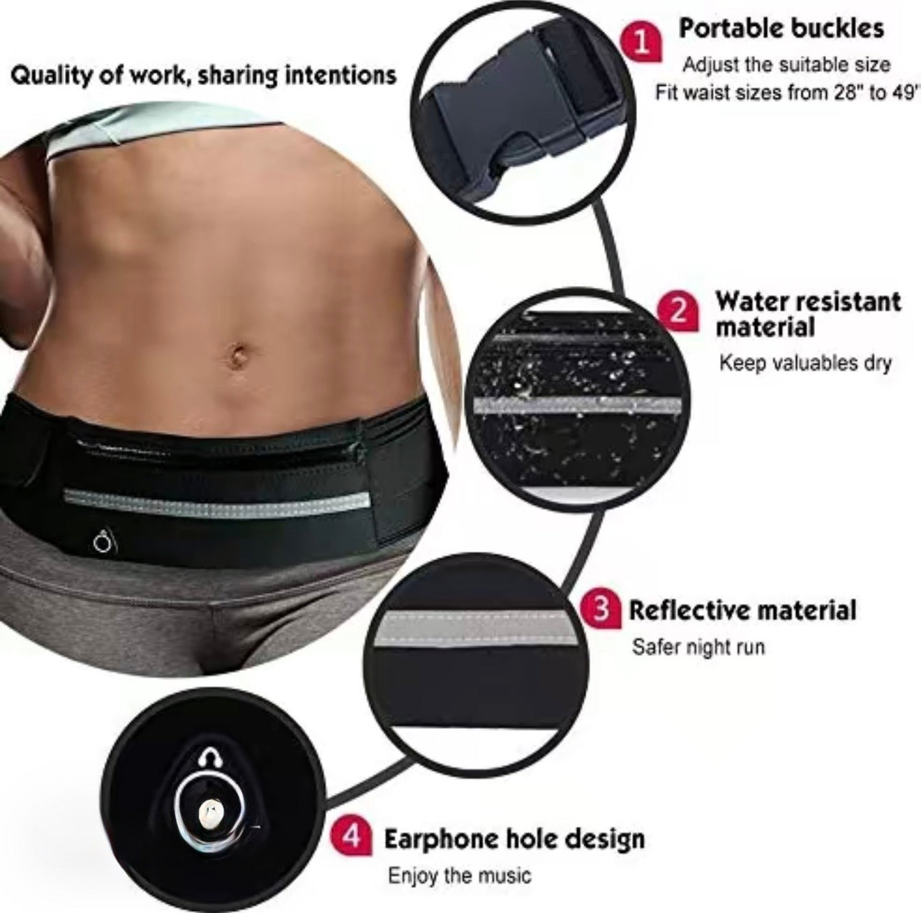 FitStride Running Belt | Waterproof Waist Pack for Gym, Running & Hiking