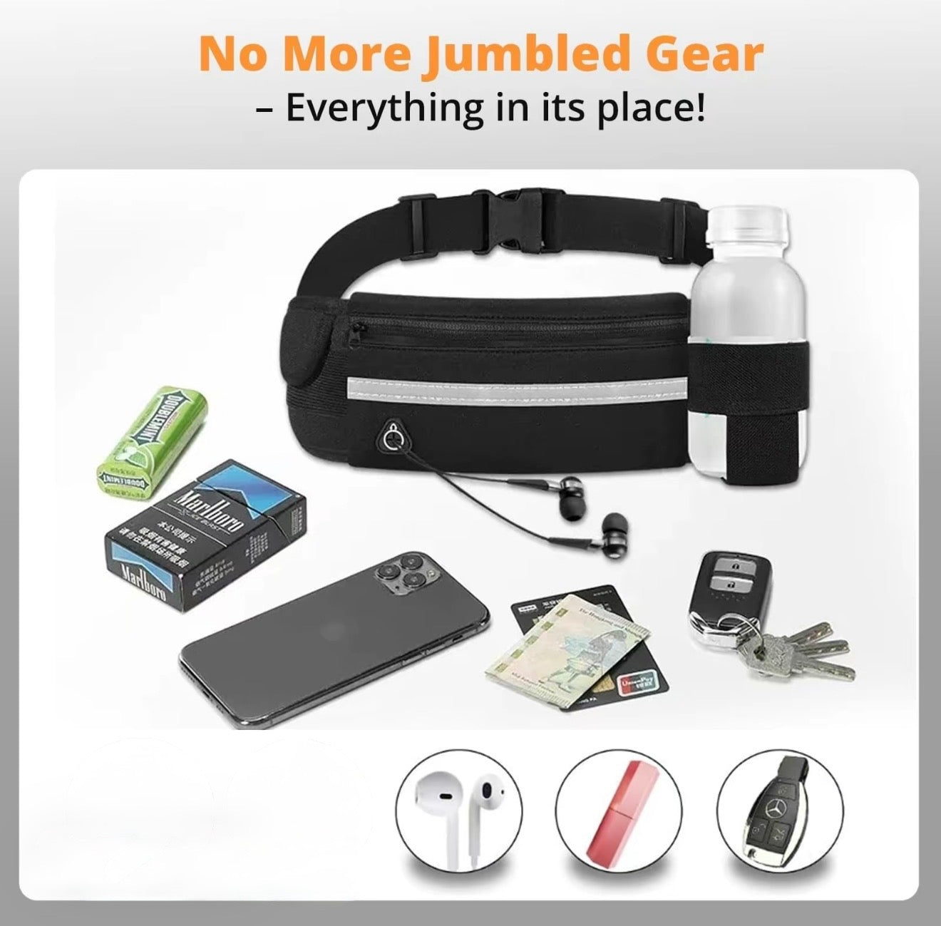 FitStride Running Belt | Waterproof Waist Pack for Gym, Running & Hiking
